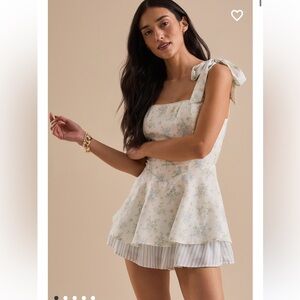 Altar'd State Floral Romper in Cream and Blue